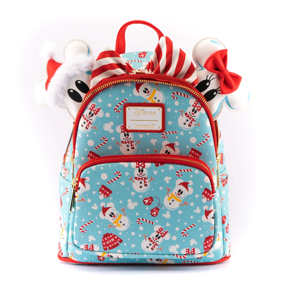 Disney Mickey/Minnie Snowman AOP Mini Backpack Headband Set